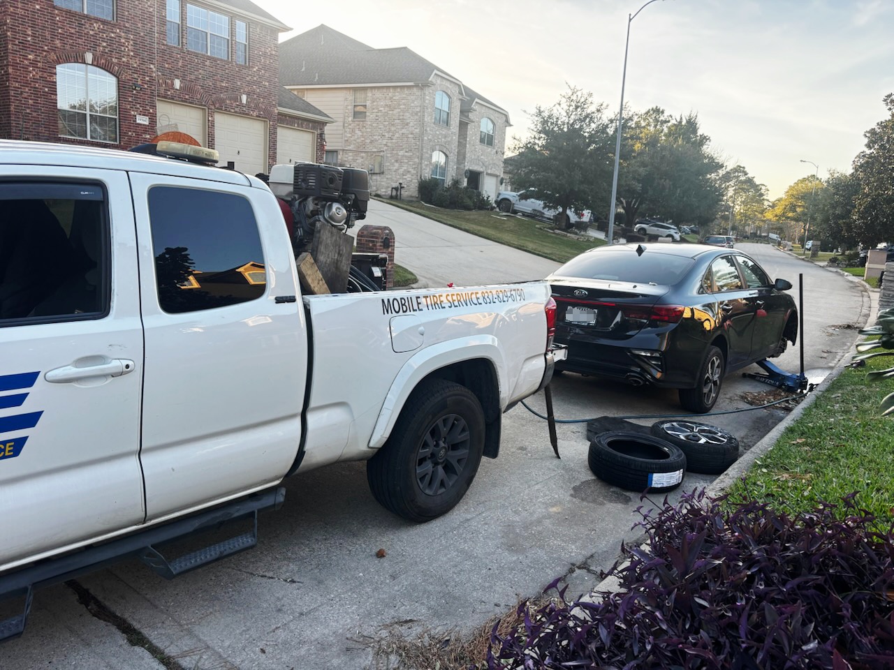 Mobile tire service at home